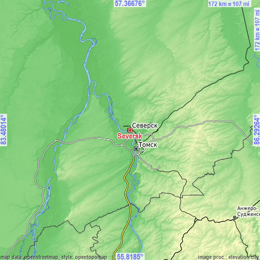Topographic map of Seversk