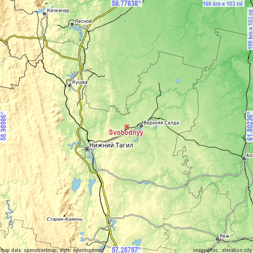 Topographic map of Svobodnyy