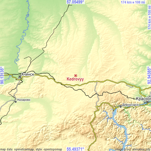 Topographic map of Kedrovyy