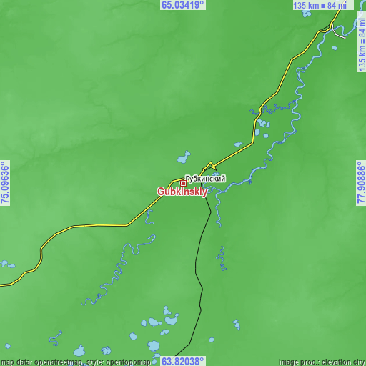 Topographic map of Gubkinskiy