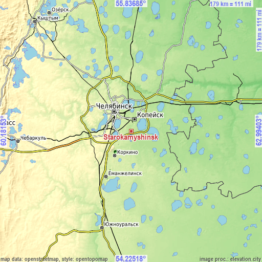 Topographic map of Starokamyshinsk