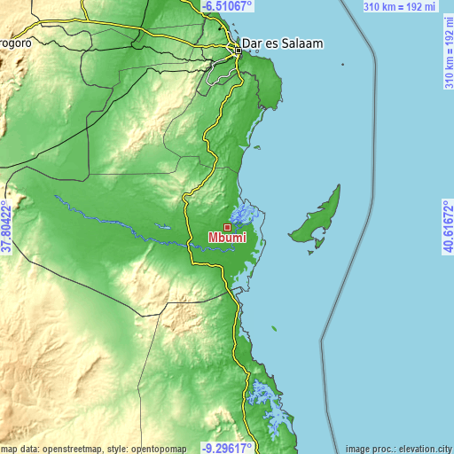 Topographic map of Mbumi