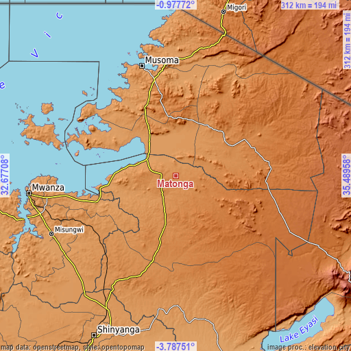 Topographic map of Matonga