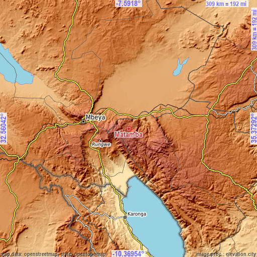 Topographic map of Matamba