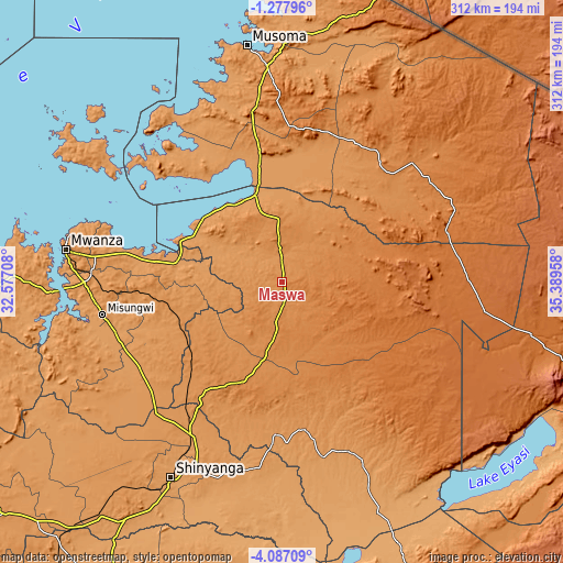 Topographic map of Maswa