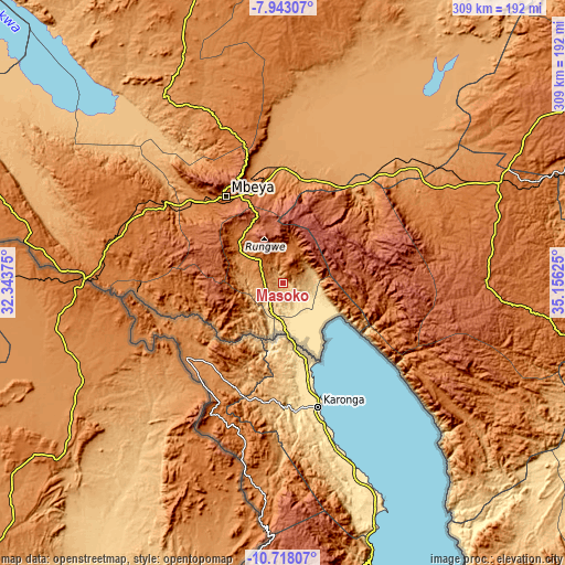 Topographic map of Masoko