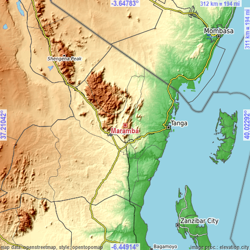 Topographic map of Maramba