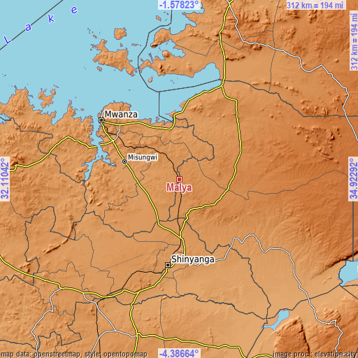 Topographic map of Malya