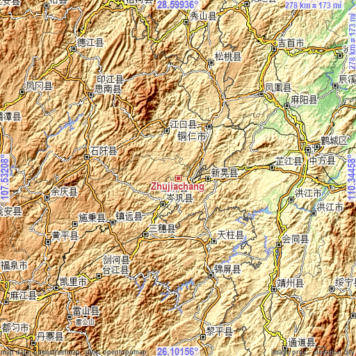 Topographic map of Zhujiachang