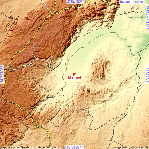 Topographic map of Malinyi