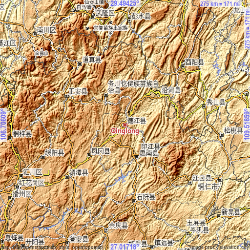 Topographic map of Qinglong