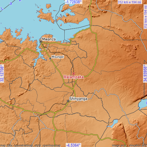 Topographic map of Malampaka