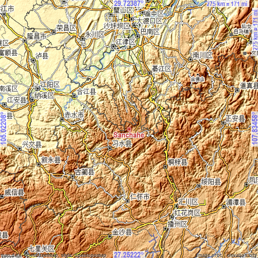 Topographic map of Sanchahe