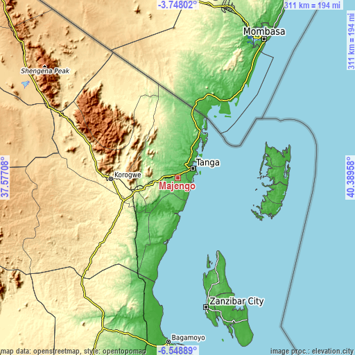 Topographic map of Majengo