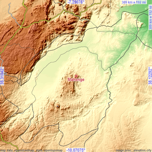 Topographic map of Mahenge