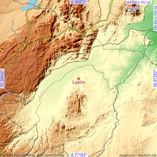 Topographic map of Lupiro