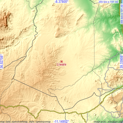Topographic map of Liwale