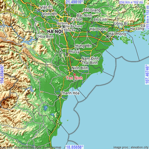 Topographic map of Yên Ninh