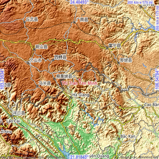 Topographic map of Thị Trấn Yên Minh