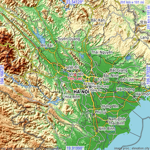 Topographic map of Yên Lạc