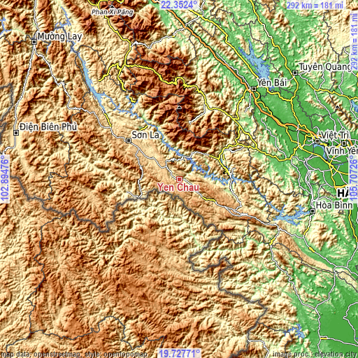 Topographic map of Yên Châu