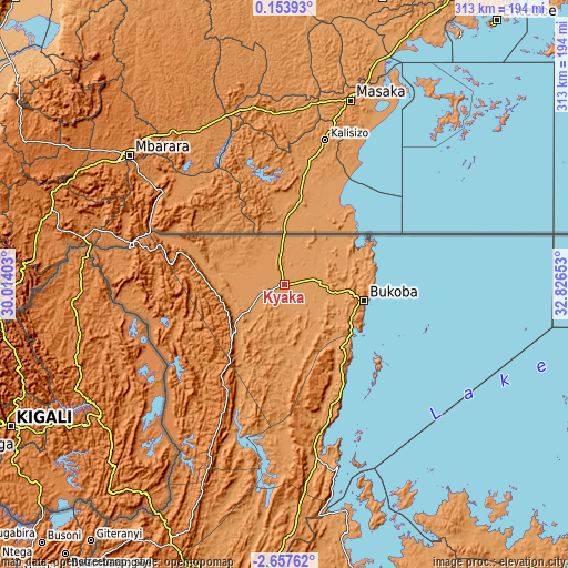 Topographic map of Kyaka