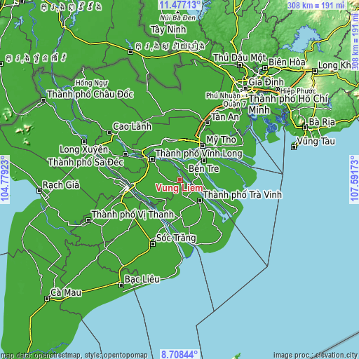 Topographic map of Vũng Liêm