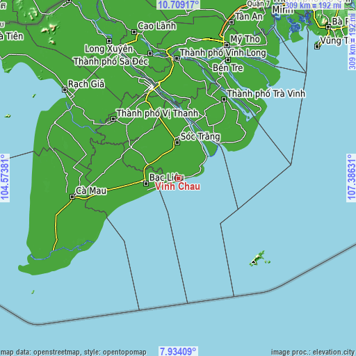 Topographic map of Vĩnh Châu