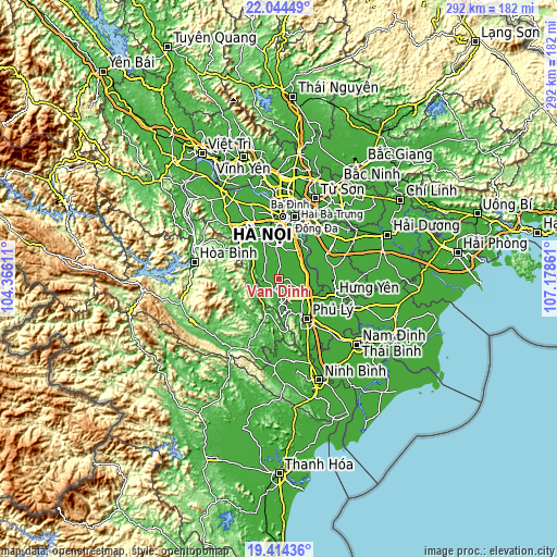 Topographic map of Vân Đình