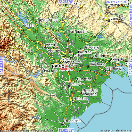 Topographic map of Văn Điển