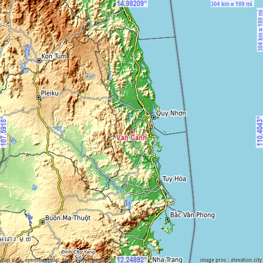 Topographic map of Vân Canh