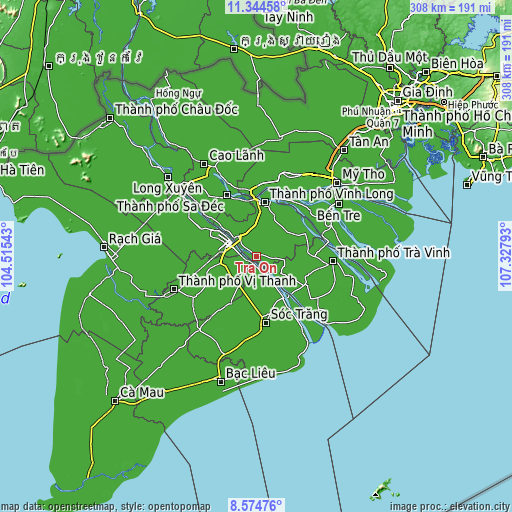 Topographic map of Trà Ôn