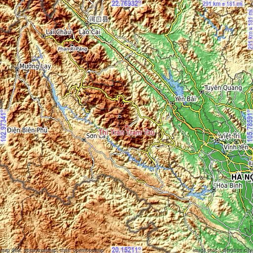 Topographic map of Thị Trấn Trạm Tấu