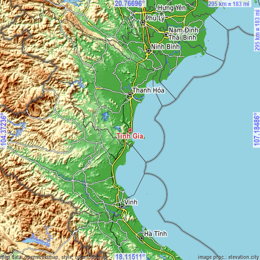 Topographic map of Tĩnh Gia