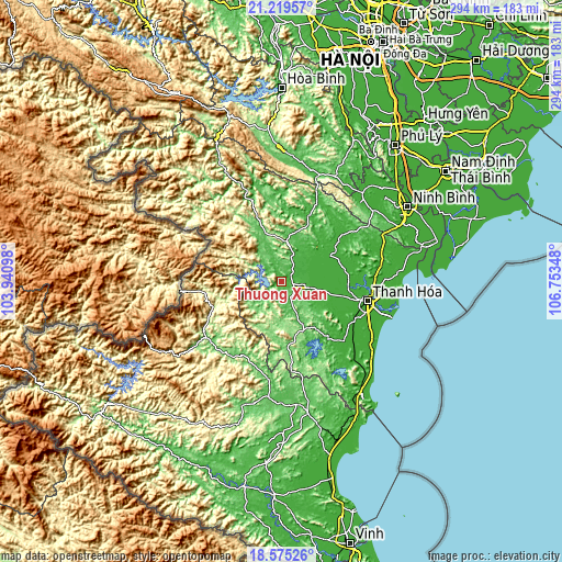 Topographic map of Thường Xuân