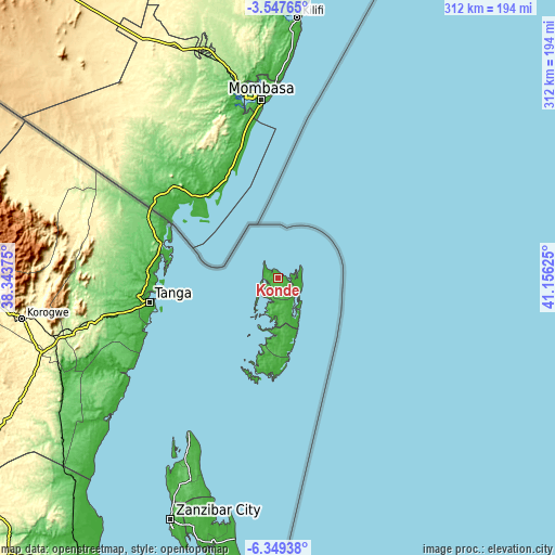 Topographic map of Konde