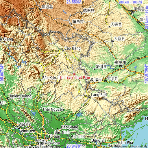 Topographic map of Thị Trấn Thất Khê