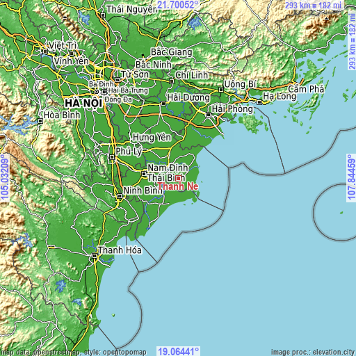 Topographic map of Thanh Nê