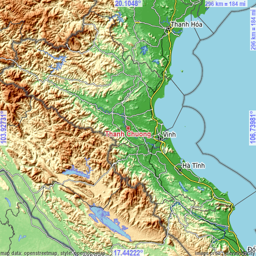 Topographic map of Thanh Chương