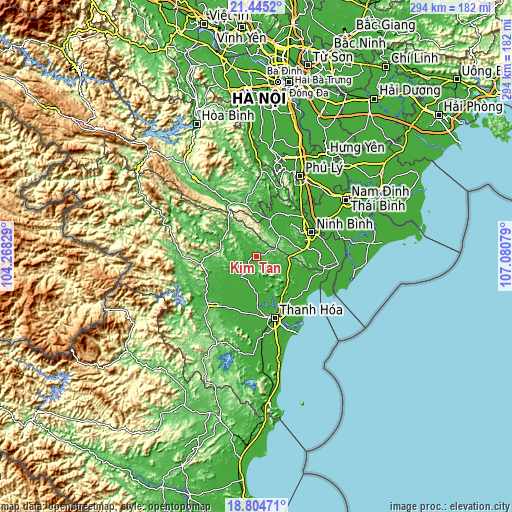 Topographic map of Kim Tân