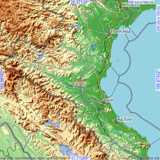 Topographic map of Tân Kỳ