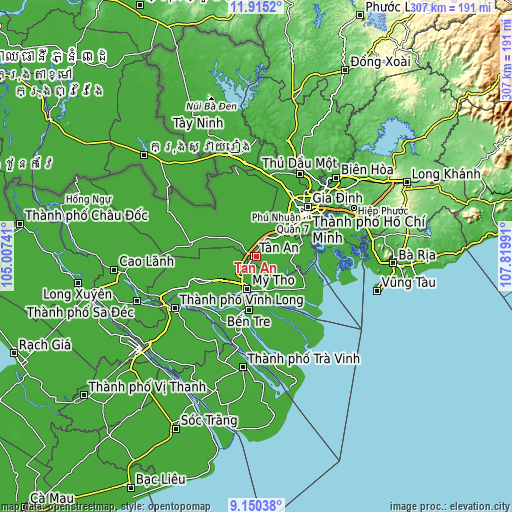 Topographic map of Tân An