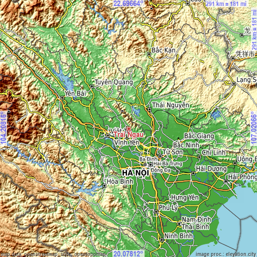 Topographic map of Trai Ngau