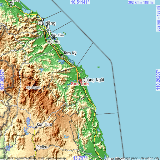 Topographic map of Sơn Tịnh