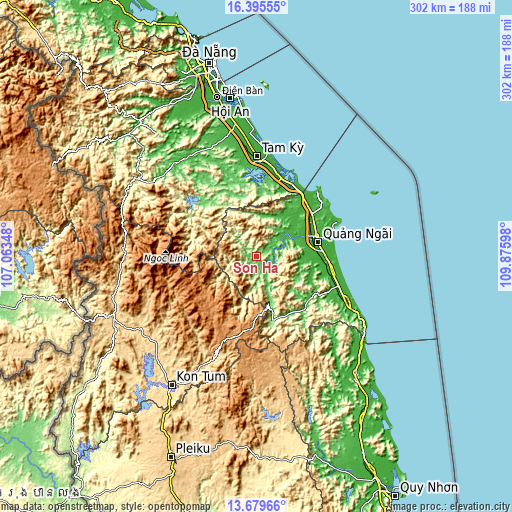 Topographic map of Sơn Hà