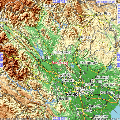 Topographic map of Sơn Dương
