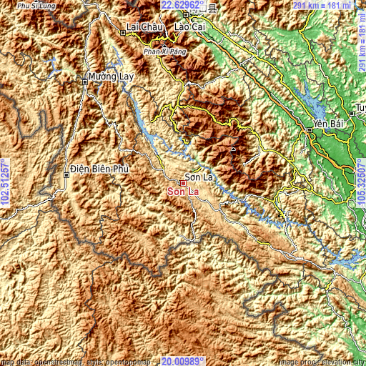 Topographic map of Sơn La