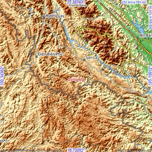 Topographic map of Sông Mã