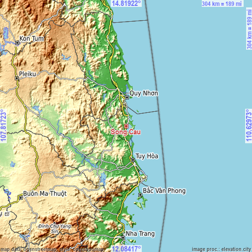 Topographic map of Sông Cầu