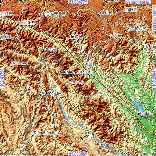 Topographic map of Sa Pa